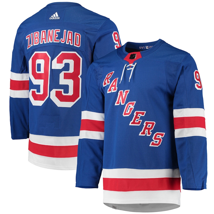 Men's New York Rangers Mika Zibanejad adidas Blue Home Primegreen Authentic Player Jersey