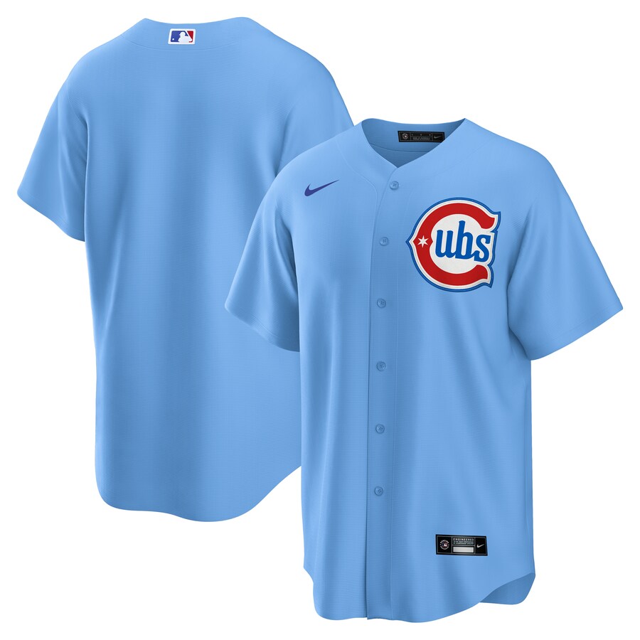 Men's Chicago Cubs Nike Light Blue 2nd Alternate Replica 2.0 Jersey