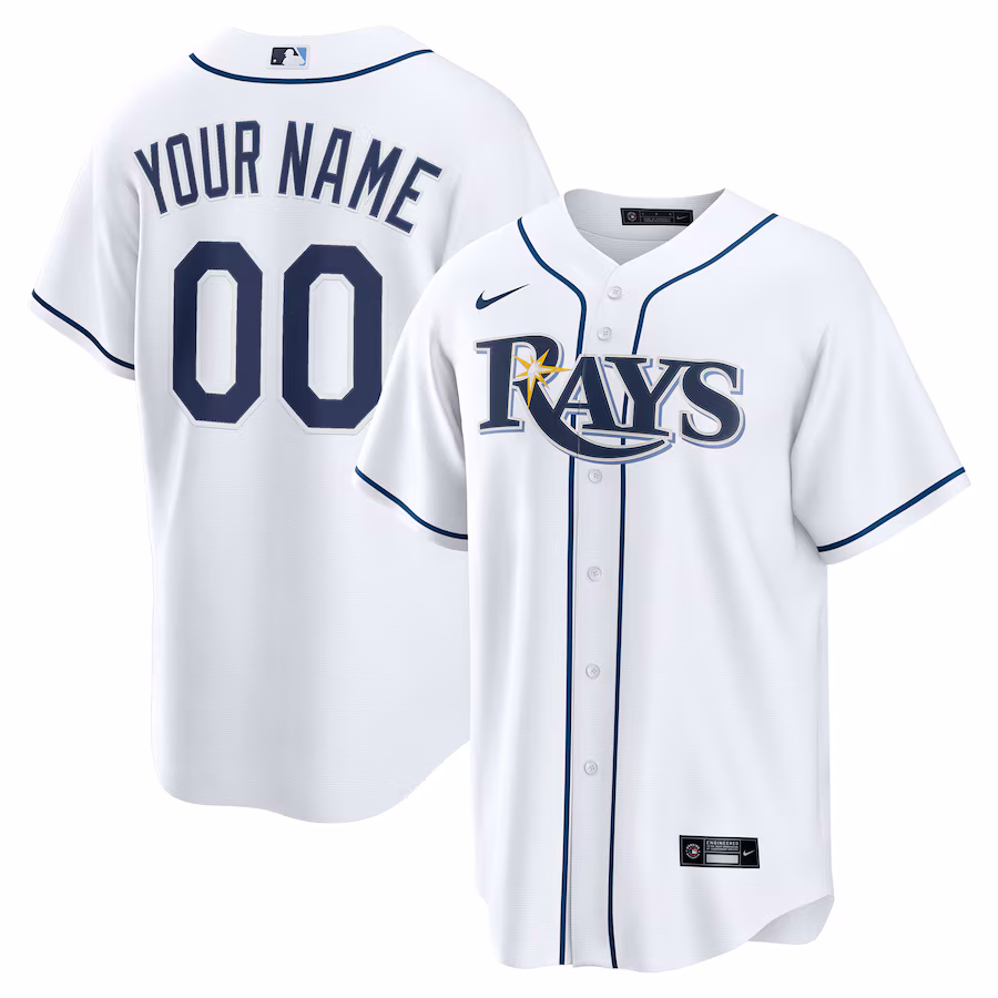 Men's Tampa Bay Rays Nike White Home Custom Replica 2.0 Jersey