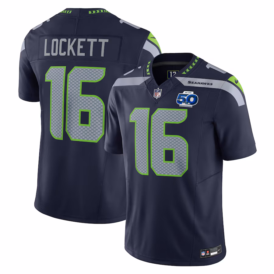 Men's Seattle Seahawks Tyler Lockett Nike College Navy Team 50th Season Vapor F.U.S.E. Limited Jersey