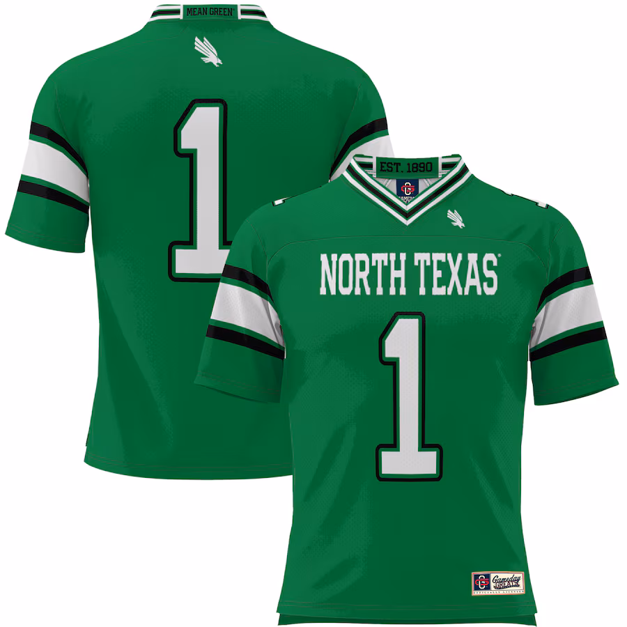 #1 North Texas Mean Green GameDay Greats Endzone Football Jersey - Kelly Green