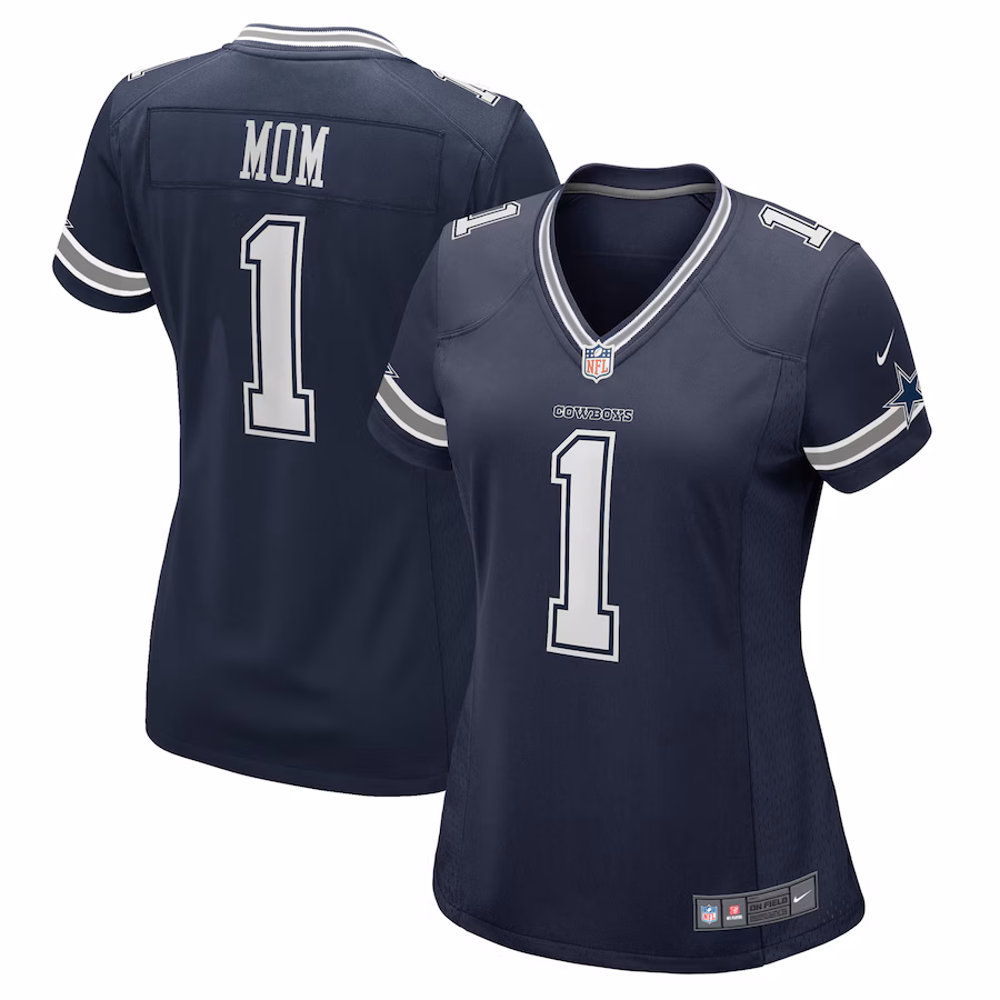 Women's Dallas Cowboys Number 1 Mom Nike Navy Game Jersey