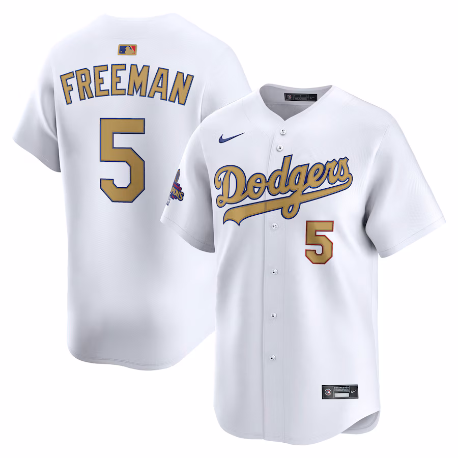 Men's Los Angeles Dodgers Freddie Freeman Nike White 2025 Gold Collection Limited Jersey