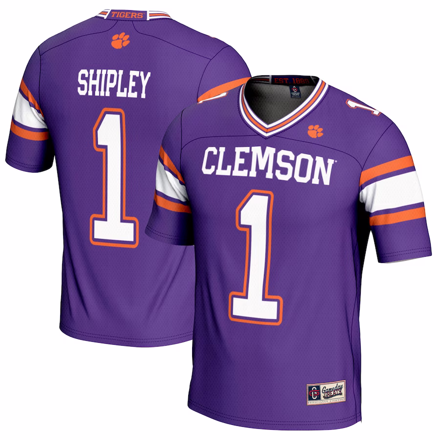 Will Shipley Clemson Tigers GameDay Greats Youth NIL Player Football Jersey - Purple
