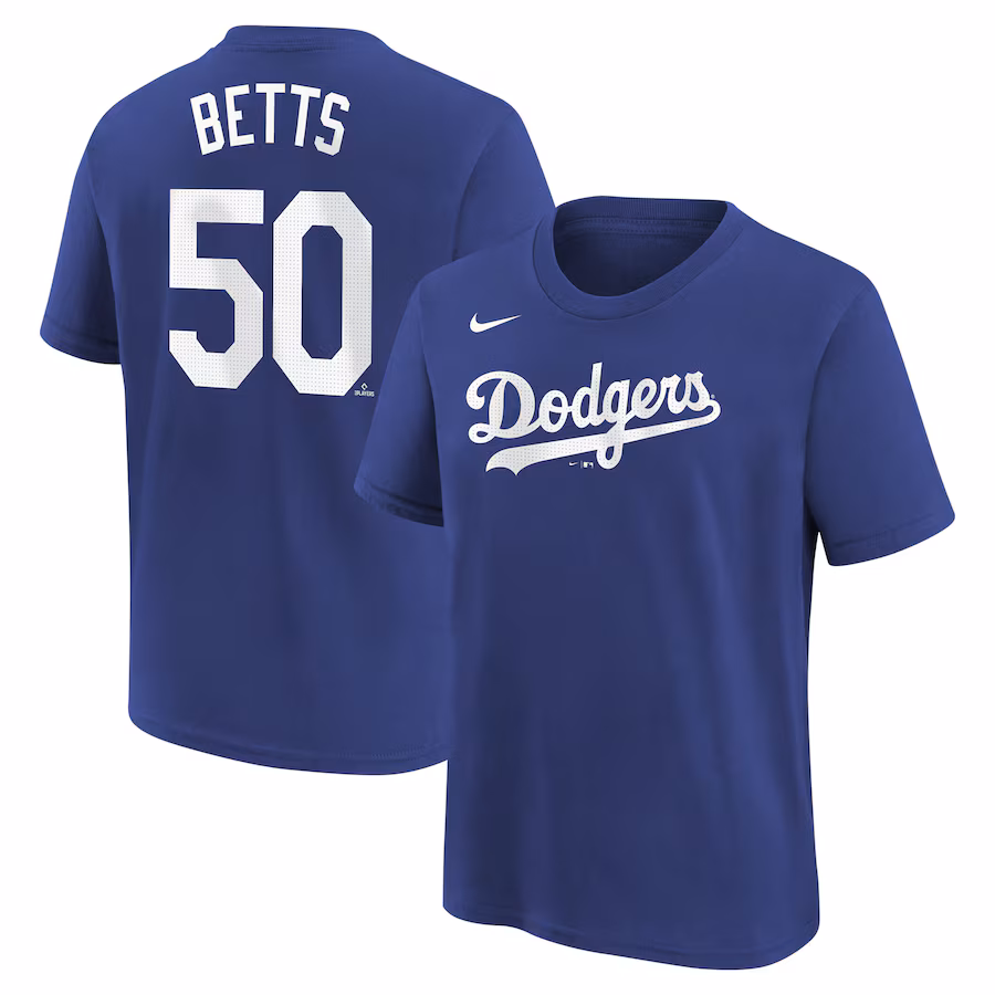 Youth Los Angeles Dodgers Mookie Betts Nike Royal Home Player Name & Number T-Shirt