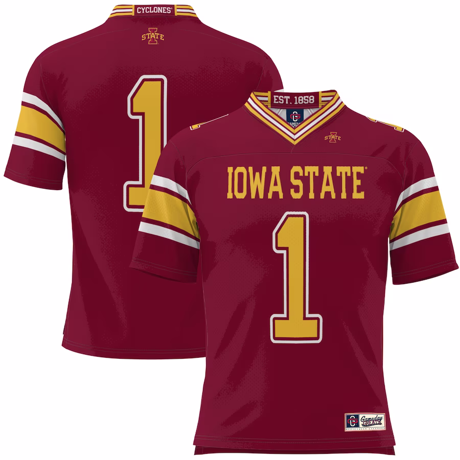 #1 Iowa State Cyclones GameDay Greats Youth Football Jersey - Cardinal