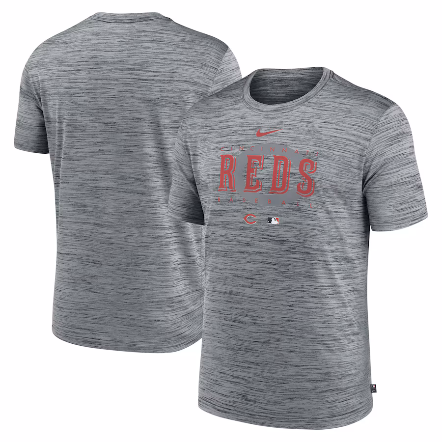 Men's Cincinnati Reds Nike Heather Gray Authentic Collection Velocity Performance Practice T-Shirt