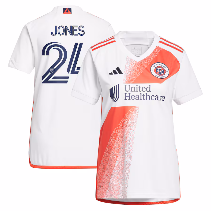 Women's New England Revolution DeJuan Jones adidas White 2023 Defiance Replica Jersey