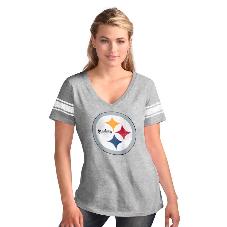 Women's Philadelphia Eagles Saquon Barkley Majestic Threads Midnight Green Super Bowl LIX Name & Number Off-Shoulder Script Long Sleeve V-Neck T-Shirt
