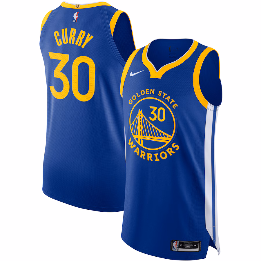 Men's Golden State Warriors Stephen Curry Nike Royal Authentic Jersey - Icon Edition