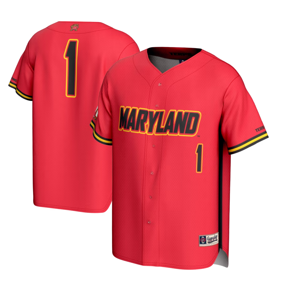 #1 Maryland Terrapins GameDay Greats Lightweight Baseball Fashion Jersey - Red