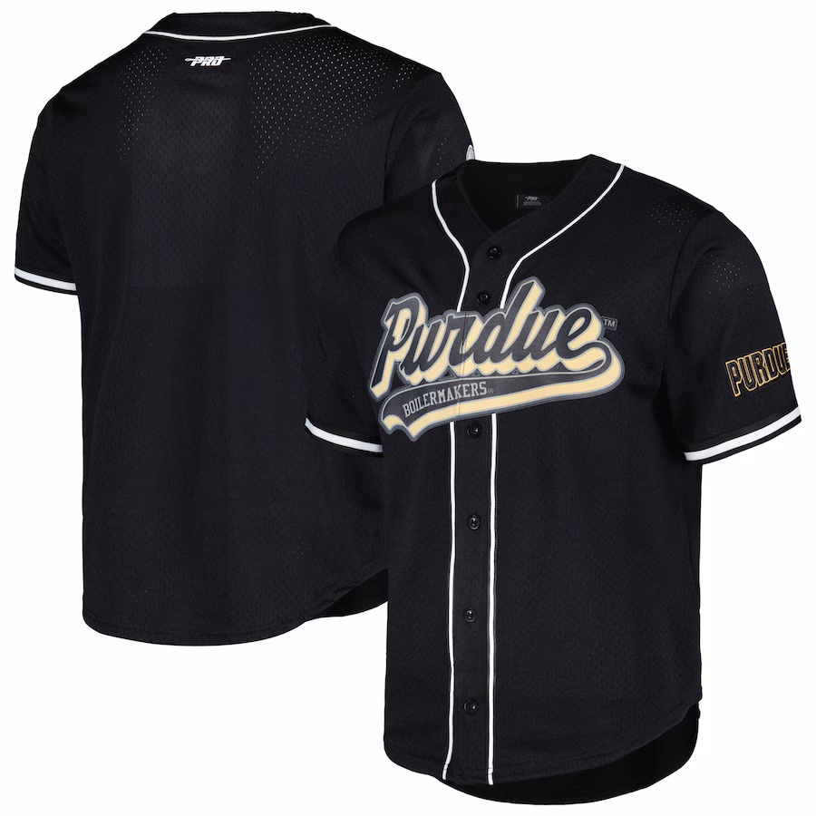 Men's Pro Standard Black Purdue Boilermakers Mesh Full-Button Replica Baseball Jersey