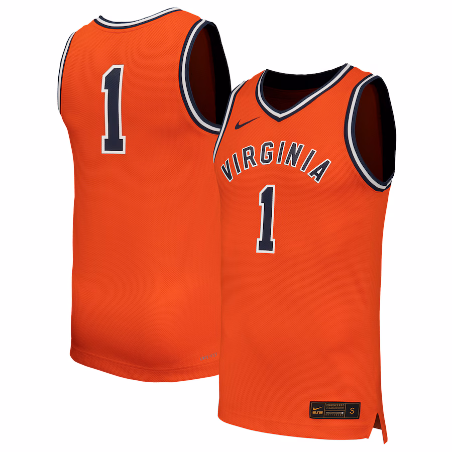Men's Nike #1 Orange Virginia Cavaliers  Throwback Replica Basketball Jersey