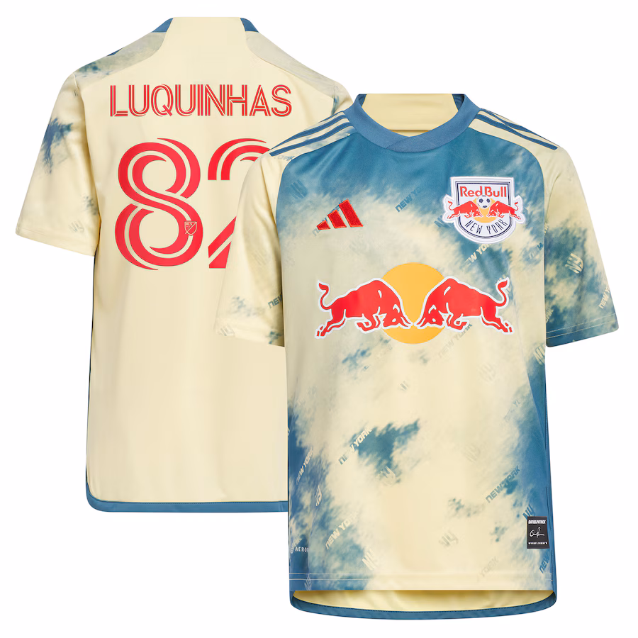 Youth New York Red Bulls Luquinhas adidas Yellow 2023 Daniel Patrick Kit Replica Jersey