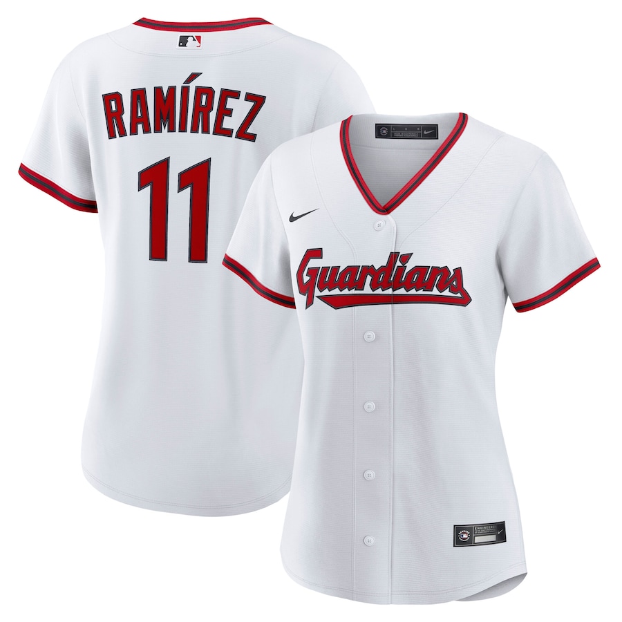 Women's  Cleveland Guardians Jose Ramirez Nike White Home Replica 2.0 Player Jersey