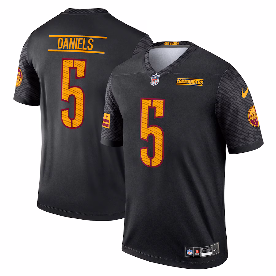 Men's Washington Commanders Jayden Daniels Nike Black Legend Player Performance Top