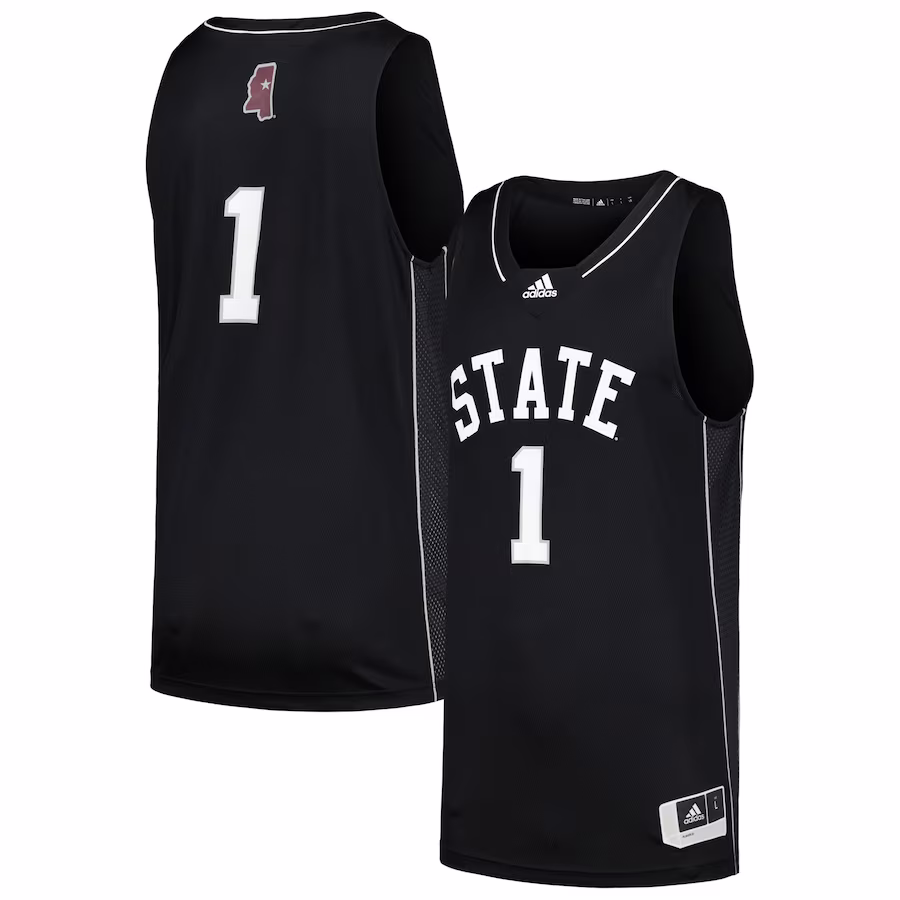 #1 Mississippi State Bulldogs adidas Swingman Basketball Jersey - Black