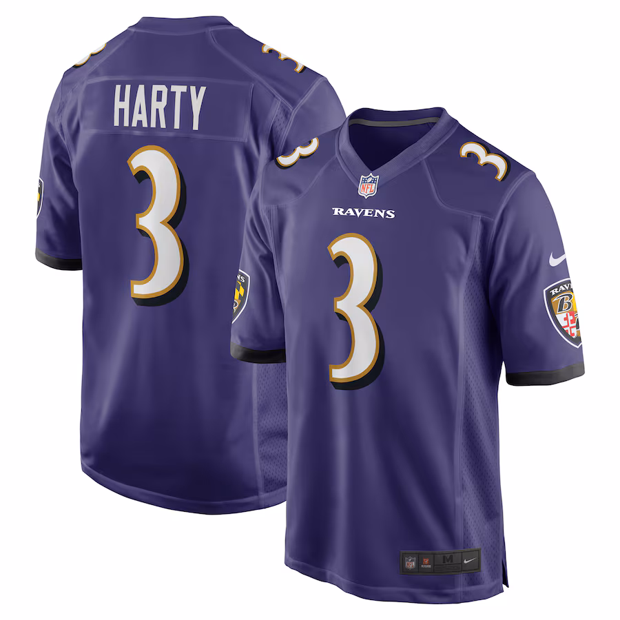 Men's Baltimore Ravens Deonte Harty Nike Purple Team Game Jersey