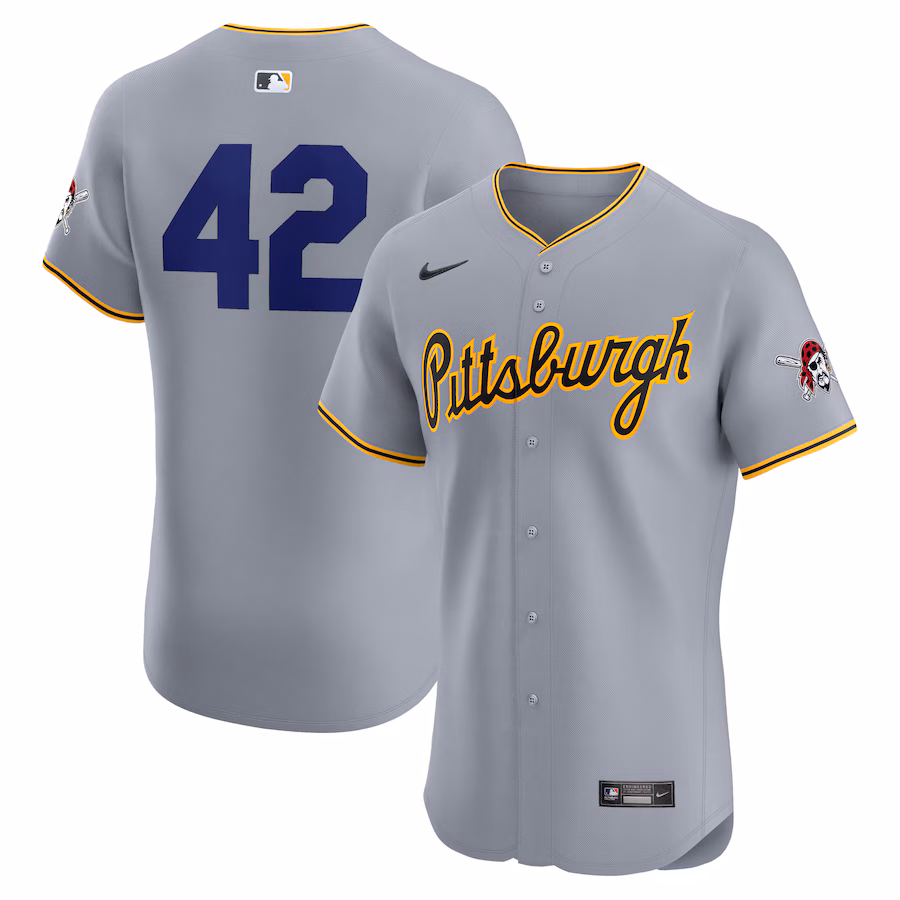 Men's Pittsburgh Pirates Nike Gray Road 2024 Jackie Robinson Day Elite Jersey