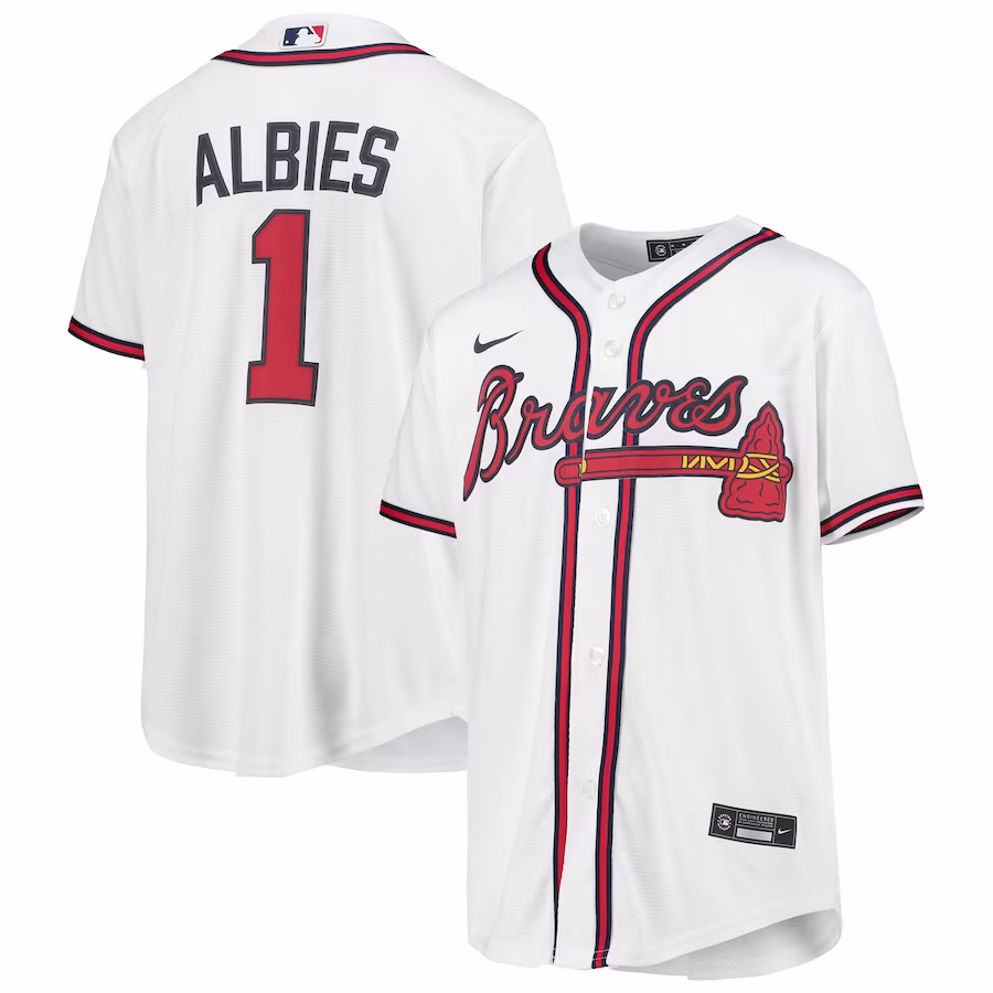 Youth Atlanta Braves Ozzie Albies Nike White Alternate Replica Player Jersey