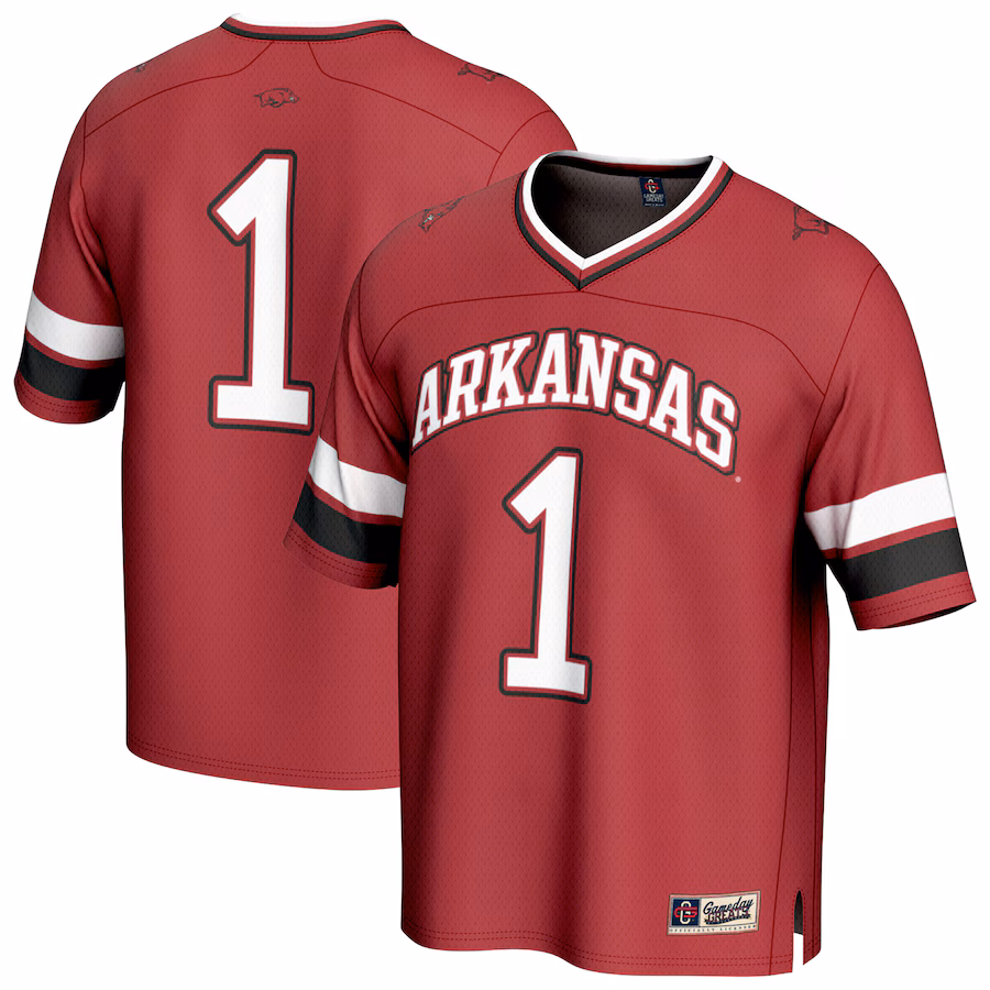 Youth GameDay Greats #1 Cardinal Arkansas Razorbacks Lightweight Collegiate Football Fashion Jersey