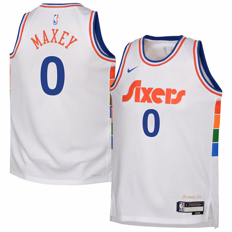 Youth Philadelphia 76ers Tyrese Maxey Nike White 2024/25 Swingman Player Jersey - City Edition