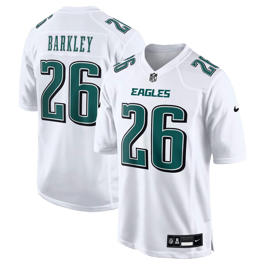 Men's Philadelphia Eagles Saquon Barkley Nike Tundra White Fashion Game Jersey