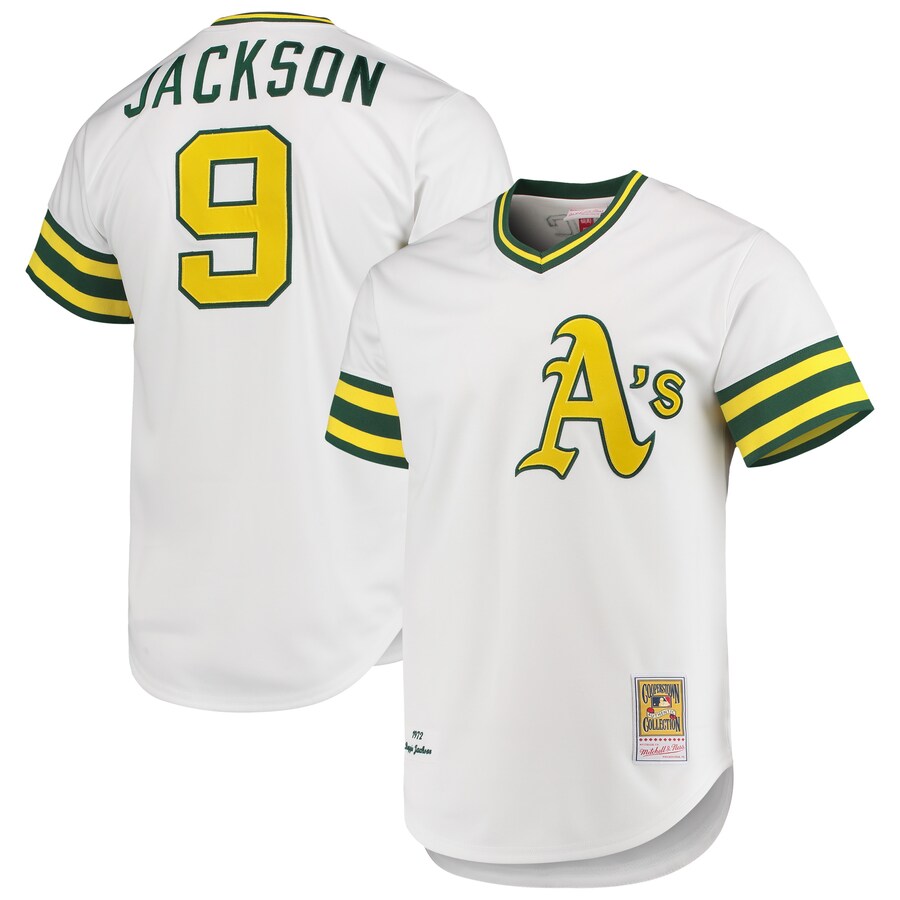 Men's Oakland Athletics Reggie Jackson Mitchell & Ness White 1972 Cooperstown Collection Authentic Jersey