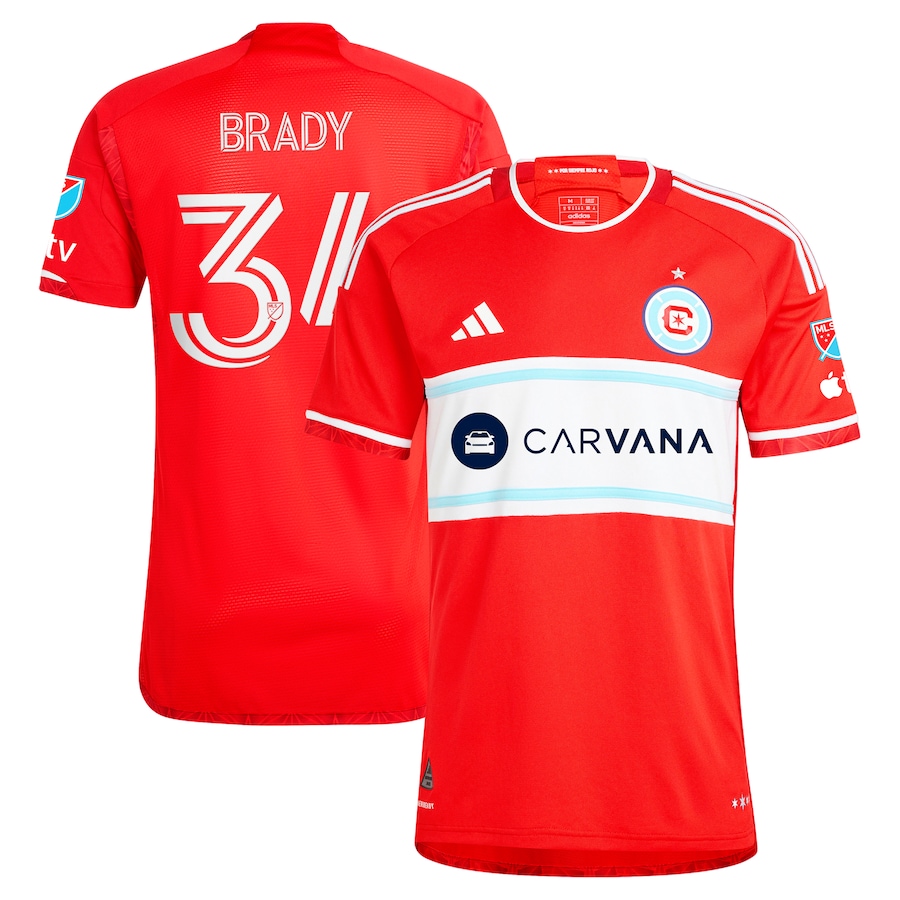Men's Chicago Fire Chris Brady adidas Red 2024 Return To Red Authentic Player Jersey