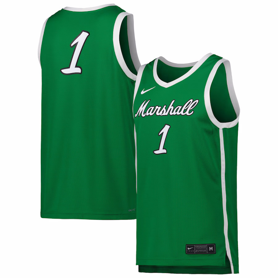 #1 Marshall Thundering Herd Nike Replica Basketball Jersey - Kelly Green