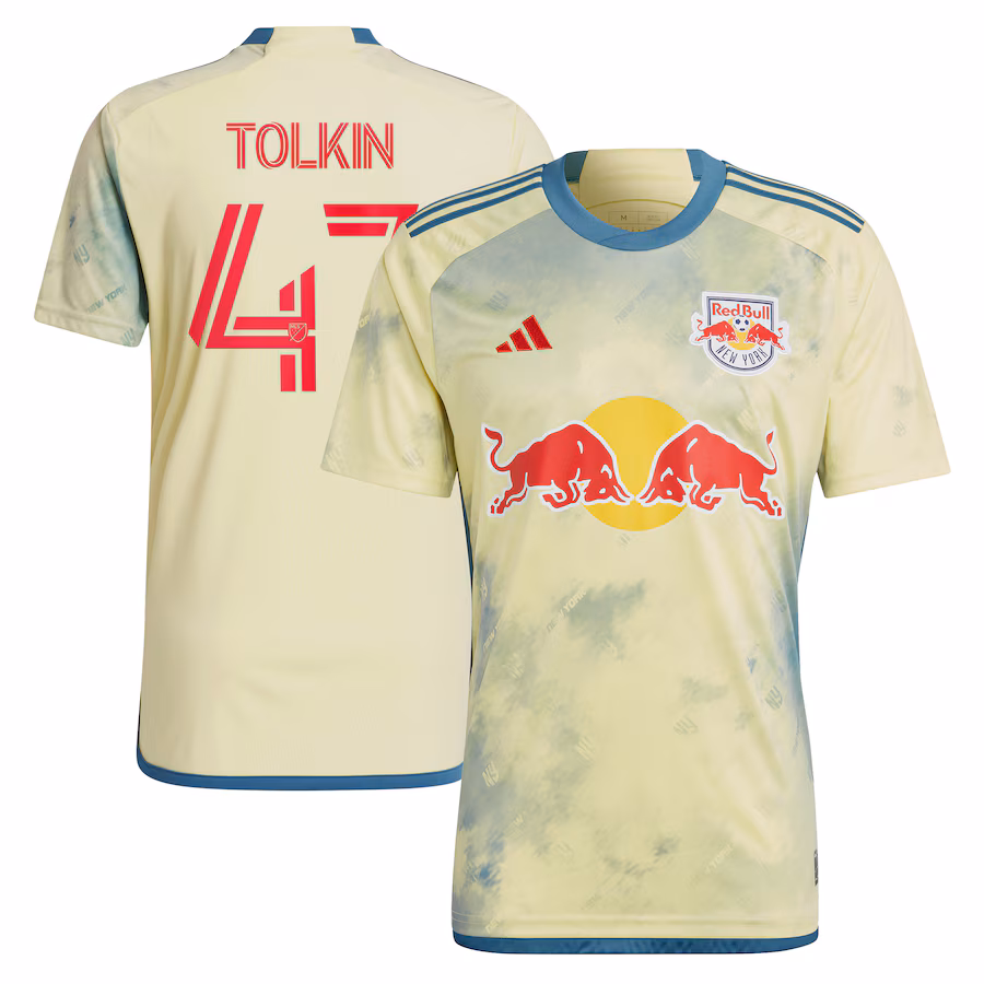 Men's New York Red Bulls John Tolkin adidas Yellow 2023 Daniel Patrick Kit Replica Jersey