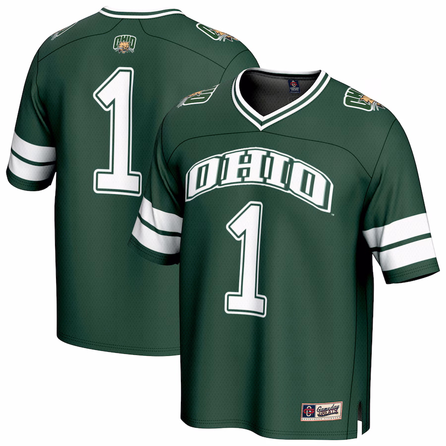 GameDay Greats #1 Green Ohio Bobcats Lightweight Collegiate Football Fashion Jersey