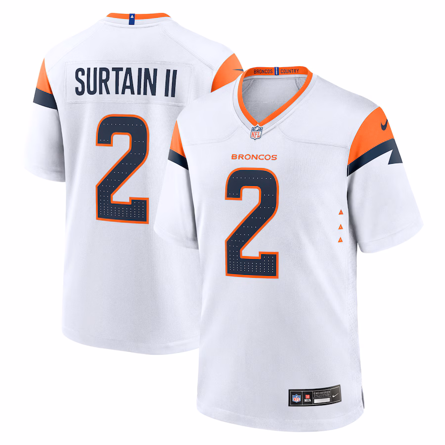Men's Denver Broncos Patrick Surtain II Nike White Game Jersey