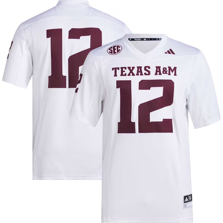 Men's adidas #12 White Texas A&M Aggies Premier Football Jersey
