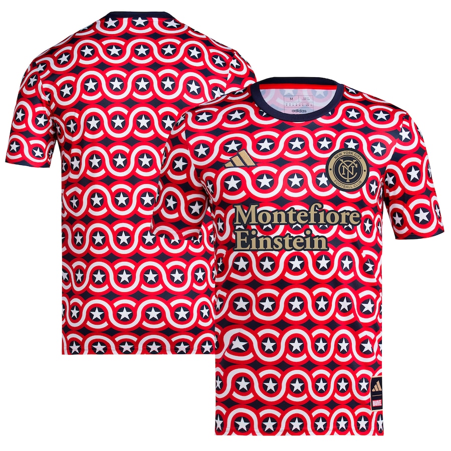 Men's New York City FC  adidas Red 2023 Americana x Captain America Pre-Match Top