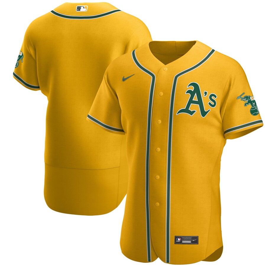 Men's Oakland Athletics Nike Gold Authentic Official Team Jersey