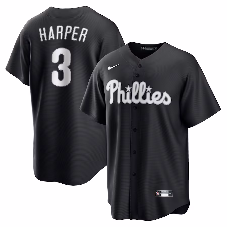 Men's Philadelphia Phillies Bryce Harper Nike Black Fashion Replica Jersey