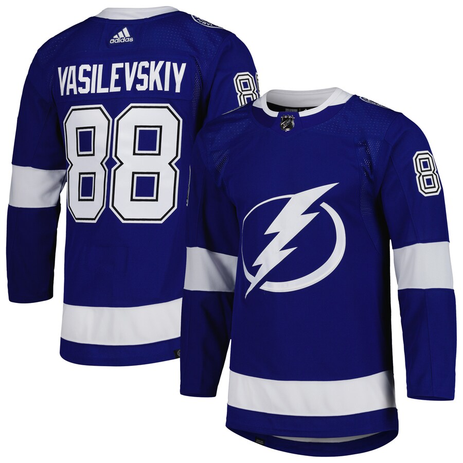 Men's Tampa Bay Lightning Andrei Vasilevskiy adidas Blue  Primegreen Authentic Pro Player Jersey
