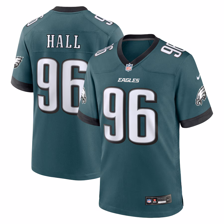 Men's Philadelphia Eagles Gabe Hall Nike Midnight Green Team Game Jersey