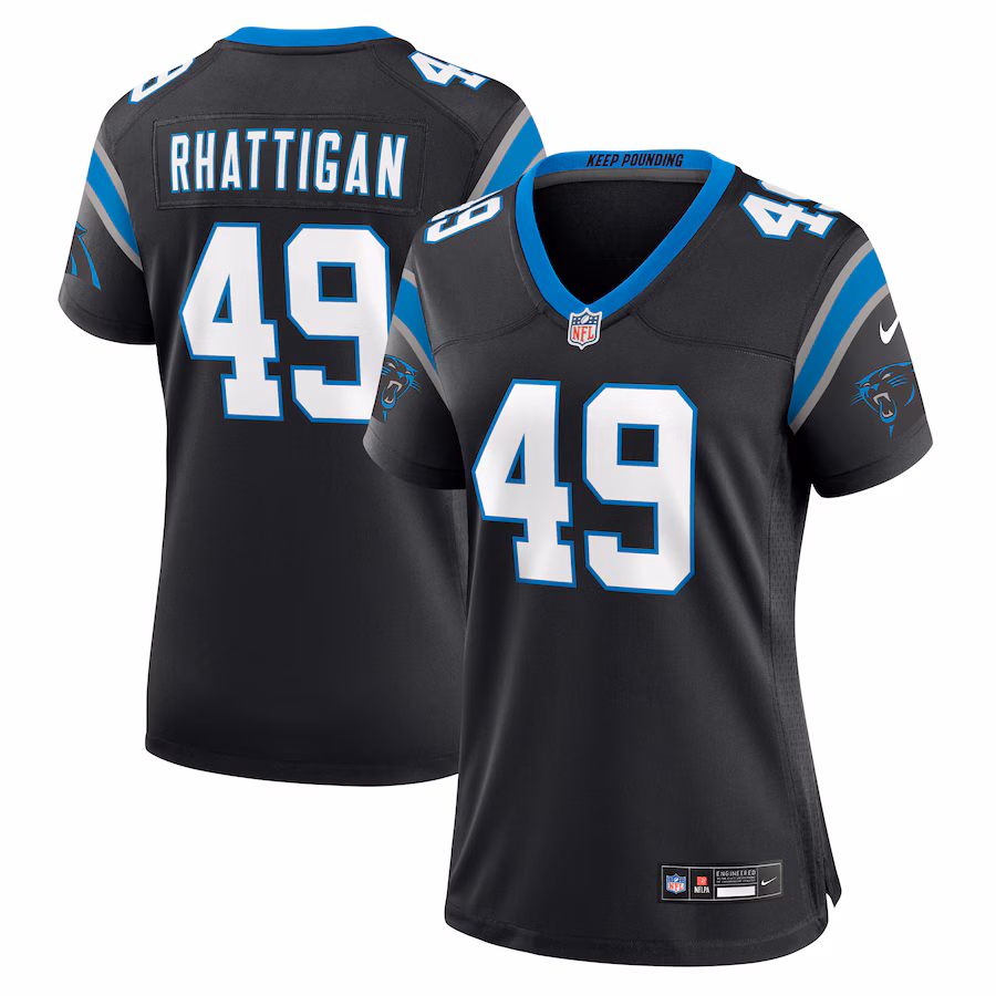 Women's Carolina Panthers Jon Rhattigan Nike Black Game Jersey