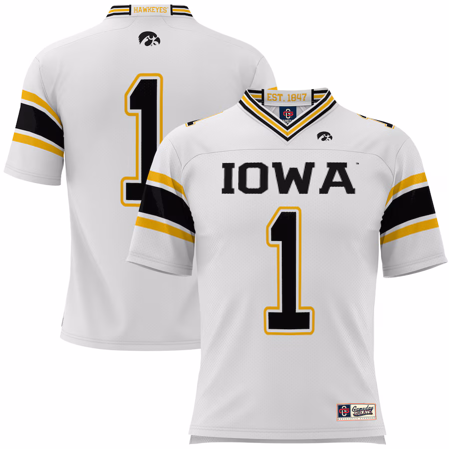 Men's GameDay Greats #1 White Iowa Hawkeyes Football Jersey