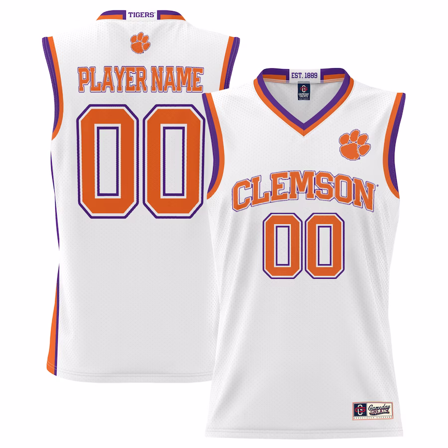 Clemson Tigers GameDay Greats Men's NIL Pick-A-Player Lightweight Basketball Jersey - White