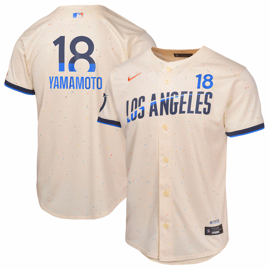 Youth Los Angeles Dodgers Yoshinobu Yamamoto Nike Cream 2024 City Connect Limited Player Jersey