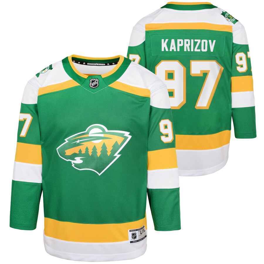 Youth Minnesota Wild Kirill Kaprizov Green 2023/24 Alternate Premier Player Jersey