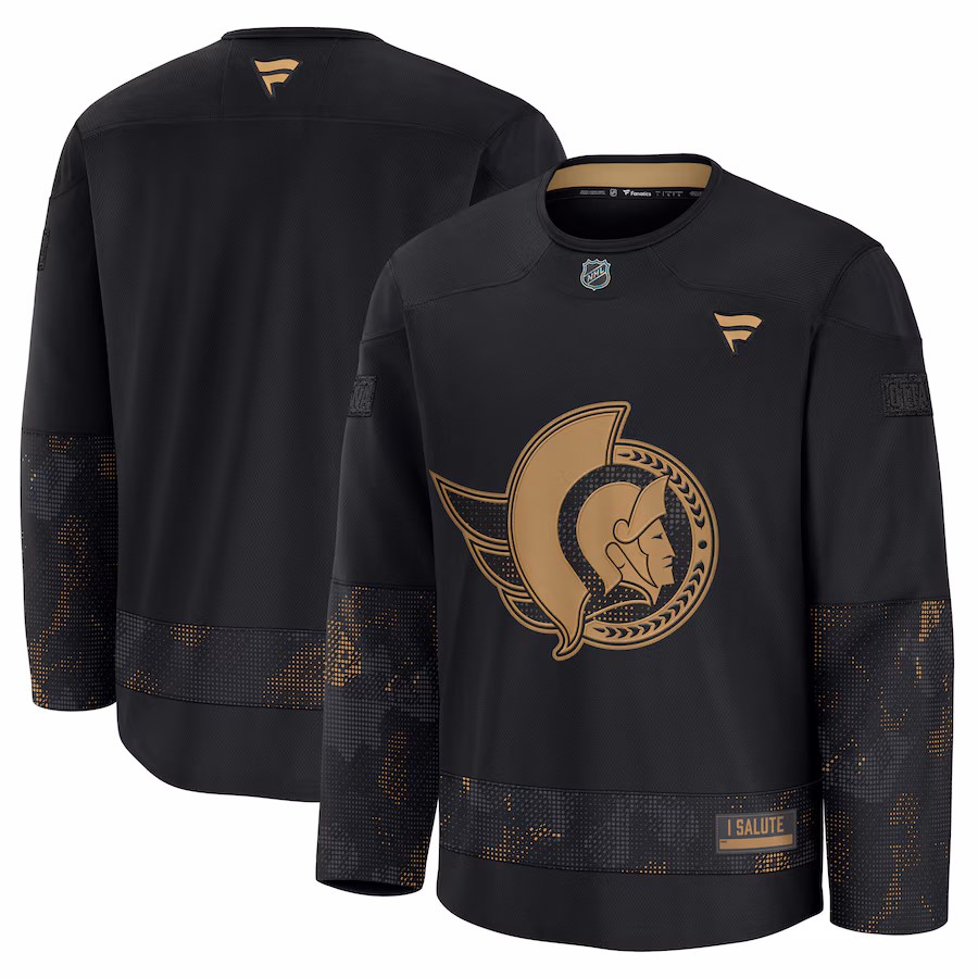 Men's Ottawa Senators Fanatics Black 2024 Military Appreciation Practice Jersey