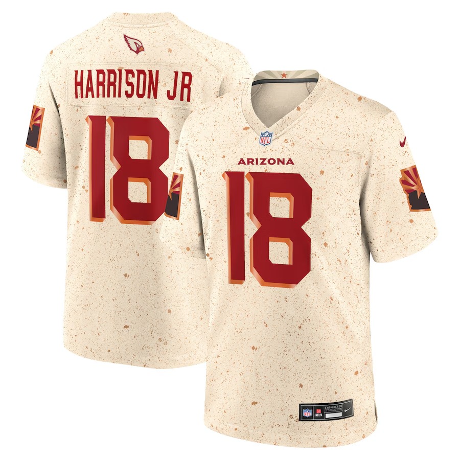 Men's Arizona Cardinals Marvin Harrison Jr. Nike Natural 2025 Rivalries Collection Game Jersey