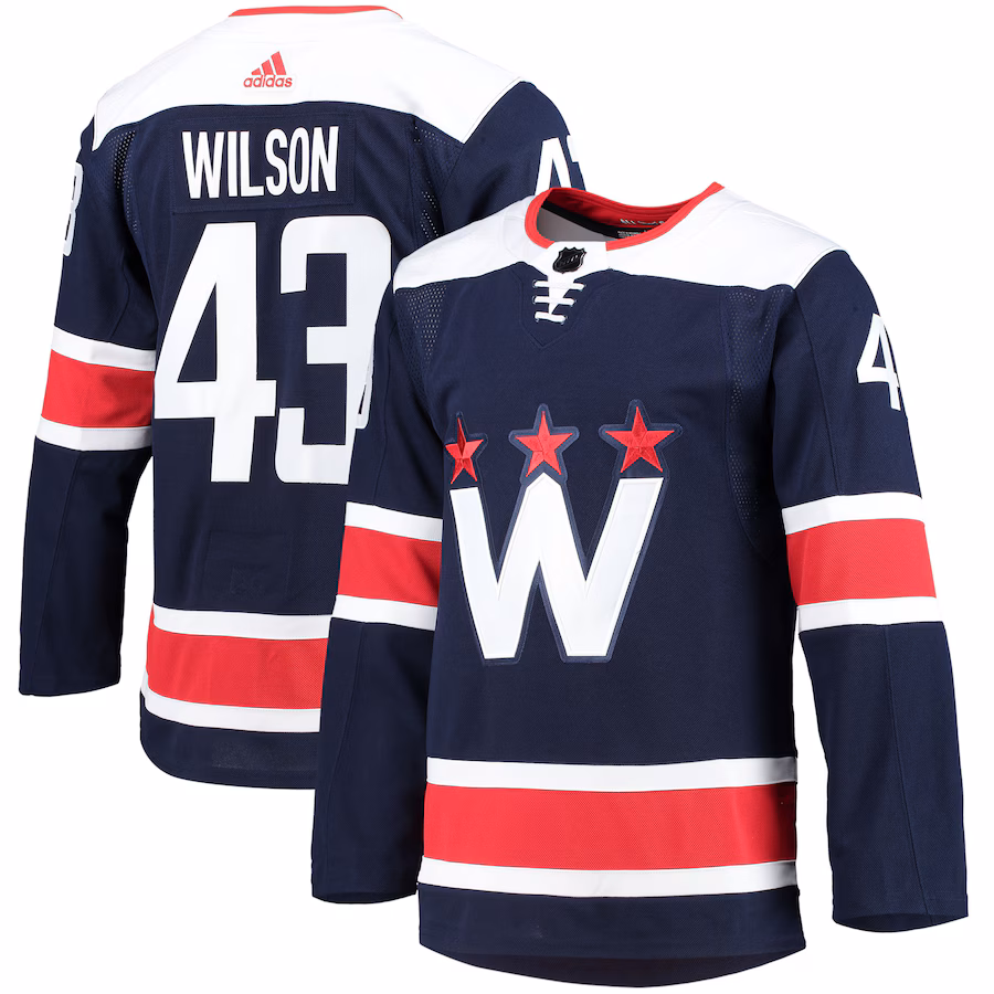Men's Washington Capitals Tom Wilson adidas Navy Alternate Primegreen Authentic Player Jersey