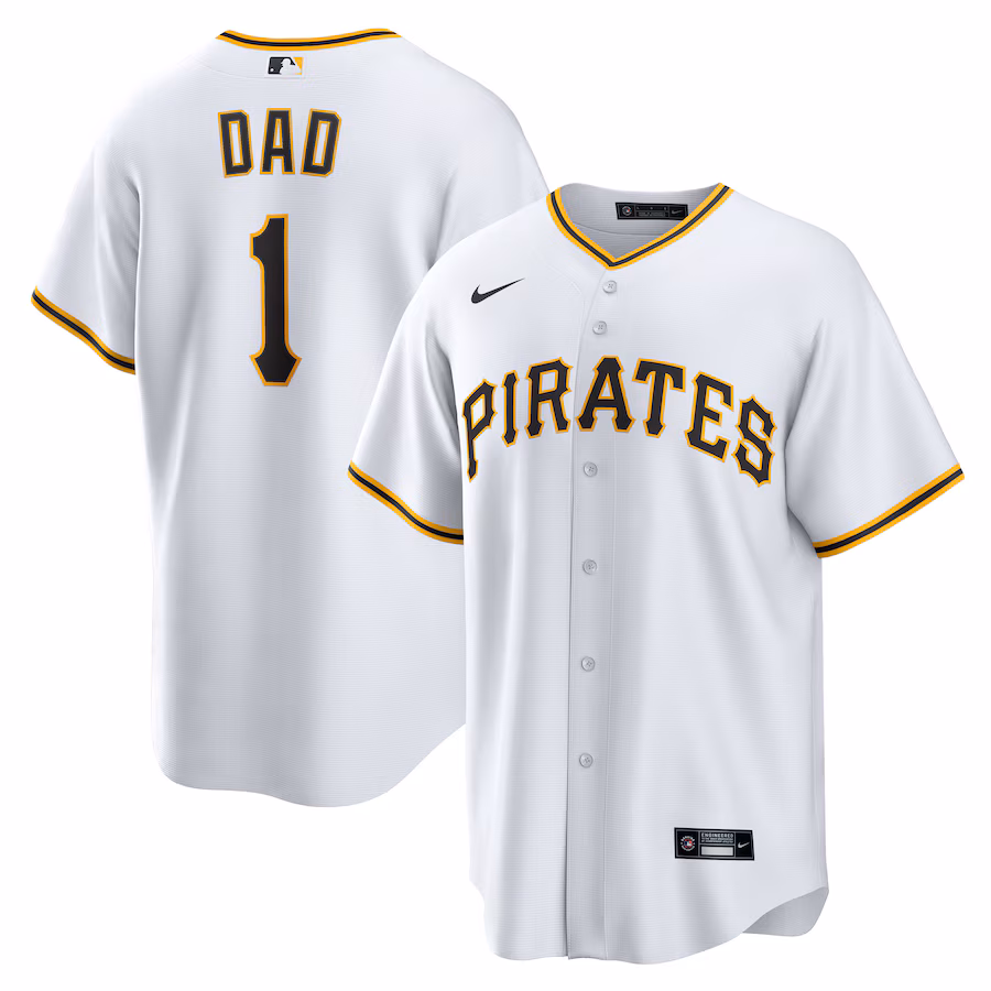 Men's Pittsburgh Pirates Nike White #1 Dad Home Replica Jersey