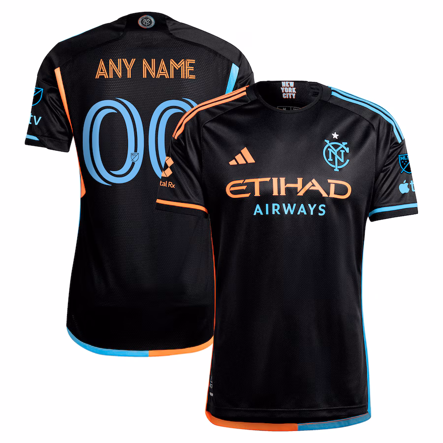 Men's New York City FC  adidas Black 2024 24/7 Kit Authentic Custom Jersey