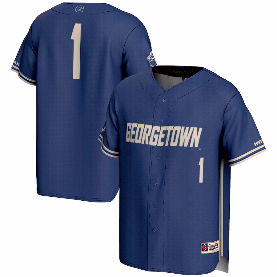 Men's GameDay Greats #1 Navy Georgetown Hoyas Lightweight Baseball Fashion Jersey